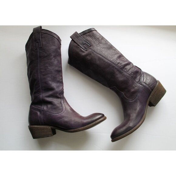 Frye Carson Pull-On Boots Western Cowgirl Size 5.5 Dark Purple - Picture 6 of 10